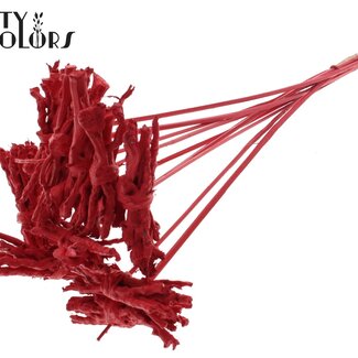 QC Decorative Coco Rose Posy on stick | Colour: Red | Coco Rose Posy Pick | Length ± 50 centimetres | Per 10 picks