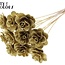 Shola Houten Rose sur tige | Couleur : Doré | Shola Beetal Rose Pique-fleur | Diamètre de la rose 8 centimètres | Longueur de la pique-fleur ± 50 centimètres | Par 10 piques-fleurs
