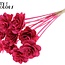 Shola Wooden Rose on Stick | Colour: Cherry | Shola Beetal Rose Stick | Rose Diameter 8 centimetres | Stick Length ± 50 centimetres | Per 10 sticks