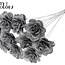 Shola Wooden Rose on Stem | Colour: Silver | Shola Beetal Rose Stick | Rose Diameter 8 centimetres | Stick Length ± 50 centimetres | Per 10 sticks