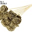 Shola Holz Rose auf Stiel | Farbe: Goldfarben | Shola Beauty Rose Einstecker | Durchmesser der Rose 6 Zentimeter | Länge des Einsteckers ± 50 Zentimeter | Pro 10 Einstecker
