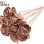 Shola Holz Rose auf Stiel | Farbe: Kupferfarben | Shola Beauty Rose Stecker | Durchmesser der Rose 6 Zentimeter | Länge des Steckers ± 50 Zentimeter | Pro 10 Stecker