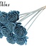 Shola Wooden Rose on Stick | Colour: Light Blue | Shola Beauty Rose Stick | Rose Diameter 6 centimetres | Stick Length ± 50 centimetres | Per 10 sticks