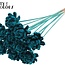 Shola Houten Rose sur tige | Couleur : Turquoise | Shola New Beauty Rose Pique-fleur | Diamètre de la rose 6 centimètres | Longueur du pique-fleur ± 50 centimètres | Par 10 piques-fleurs
