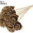 Shola Houten Rose auf Stiel | Farbe: Antik Goldfarben | Shola Beauty Rose Einstecker | Durchmesser Rose 6 Zentimeter | Länge Einstecker ± 50 Zentimeter | Pro 10 Einstecker
