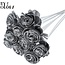 Shola Houten Roos op stok | Kleur: Zilverkleurig | Shola Beauty Rose Bijsteker | Diameter roos 6 centimeter | Lengte bijsteker ± 50 centimeter | Per 10 bijstekers