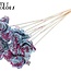 Shola Houten Roos op stok | Kleur: Gespetterd Lichtblauw Kerskleurig | Shola Beauty Rose Bijsteker | Diameter roos 6 centimeter | Lengte bijsteker ± 50 centimeter | Per 10 bijstekers