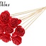 Shola Holz mit Rose auf Stiel | Farbe: Rot | Shola Beauty Rose Steckstab | Durchmesser der Rose 6 Zentimeter | Länge des Steckstabs ± 50 Zentimeter | Pro 10 Steckstäbe