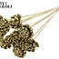 Shola Houten Roos op stok | Kleur: Goudkleurig | Shola New Beauty Rose Bijsteker | Diameter roos 6 centimeter | Lengte bijsteker ± 50 centimeter | Per 10 bijstekers