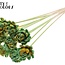 Shola Wooden Rose on Stick | Colour: Speckled Mint Green Yellow | Shola New Beauty Rose Stick | Rose diameter 6 centimetres | Stick length ± 50 centimetres | Per 10 sticks