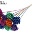 Shola Houten Roos op stok “Neon Dusk” | Kleur: Gemengde Kleuren | Shola New Beauty Rose Bijsteker | Diameter roos 6 centimeter | Lengte bijsteker ± 50 centimeter | Per 10 bijstekers
