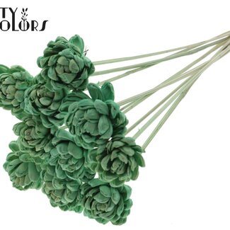 QC Shola Houten Rose auf Stiel | Farbe: Mintgrün | Shola New Beauty Rose Einstecker | Durchmesser Rose 6 Zentimeter | Länge Einstecker ± 50 Zentimeter | Pro 10 Einstecker