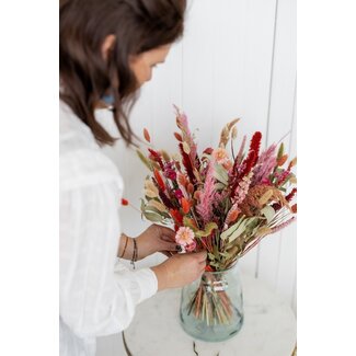 MyFlowers Boeket droogbloemen Amelia | Lengte ± 65 centimeter | Met roze en naturelle droogbloemen