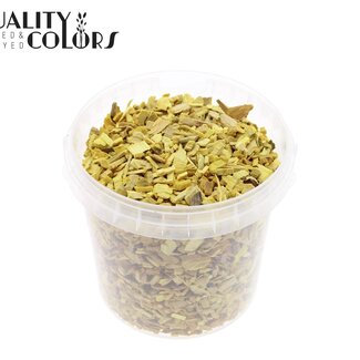 QC Wood chips in reusable bucket | Colour: Yellow | Length 5 - 8 millimetres | Bucket contents 1 litre | Per 6 buckets