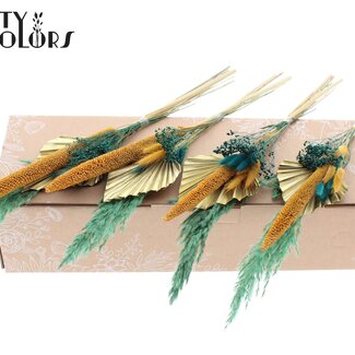 QC Dried Palm Leaf in Spear Shape Bouquet “Tropique” | Colour: Mixed Colours | Length ± 55 centimetres | Per 9 bouquets