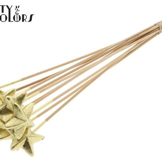 QC Étoile en polystyrène sur bâton | Couleur : Doré | Étoile plate en polystyrène pour décoration | Longueur ± 50 centimètres | Par 50 décorations
