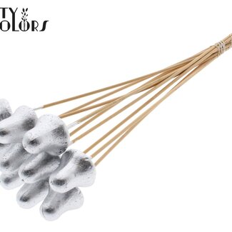 QC Styrofoam Christmas Bell on Stick | Colour: Silver | Styro Clock Stick | Length ± 50 centimetres | Per 50 sticks