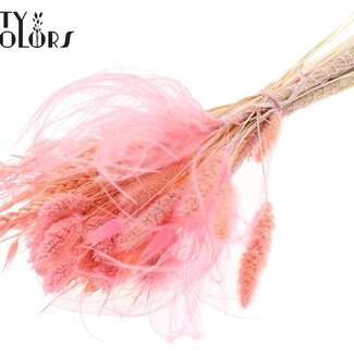 QC Bouquet Rond de Fleurs Séchées “Blossom” | Couleur : Rose | Taille : Moyenne | Longueur ± 60 centimètres | Par 5 bouquets