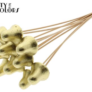 QC Styropor Weihnachtsglocke am Stiel | Farbe: Goldfarben | Styro Glockenstecker | Länge ± 50 Zentimeter | Pro 50 Stecker