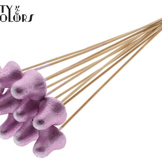 QC Cloche de Noël en polystyrène sur bâton | Couleur : Rose Métallique | Styro Clock Pique | Longueur ± 50 centimètres | Par 50 piques