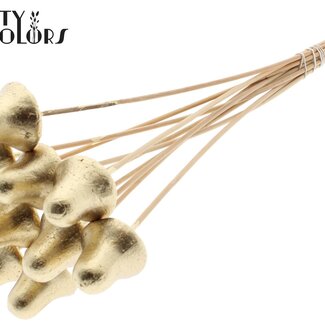 QC Cloche de Noël en polystyrène sur bâton | Couleur : Doré antique | Styro Clock Pique-fleurs | Longueur ± 50 centimètres | Par 50 piques-fleurs