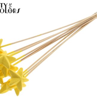 QC Styrofoam Ster op stok | Kleur: Geel | Styro Ster platte Bijsteker | Lengte ± 50 centimeter | Per 50 bijstekers