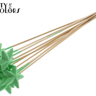 QC Styrofoam Ster op stok | Kleur: Mintgroen | Styro Ster platte Bijsteker | Lengte ± 50 centimeter | Per 50 bijstekers