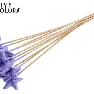 QC Styrofoam Ster op stok | Kleur: Metallic Paars | Styro Ster platte Bijsteker | Lengte ± 50 centimeter | Per 50 bijstekers