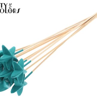 QC Styrofoam Ster op stok | Kleur: Turquoise | Styro Ster platte Bijsteker | Lengte ± 50 centimeter | Per 50 bijstekers