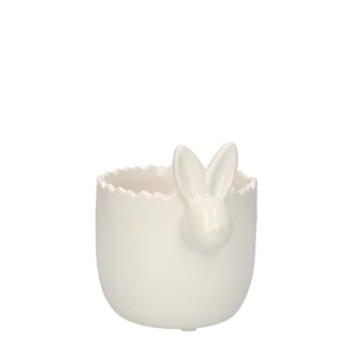 4A Keramiek Paashaas Bloempot Plantenpot Decoratie | Kleur: Naturelle Wit | Breedte 11.5 - 16 centimeter | Hoogte 13 centimeter | Per 6 hazen