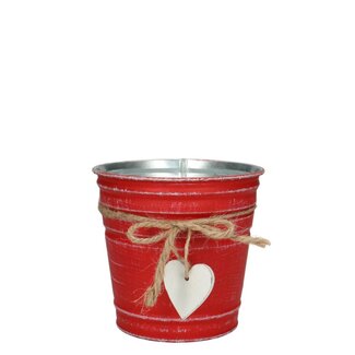 4A Pot de fleurs en zinc “Love” | Couleur : Rouge | Diamètre 13 centimètres | Hauteur 12 centimètres | Par 10 pots de fleurs