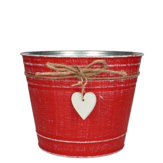 4A Zinken Bloempot “Love” | Kleur: Rood | Diameter 21 centimeter | Hoogte 16 centimeter | Per 5 bloempotten