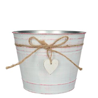 4A Pot de fleurs en zinc “Love” | Couleur : Rose | Diamètre 21 centimètres | Hauteur 16 centimètres | Par 5 pots de fleurs