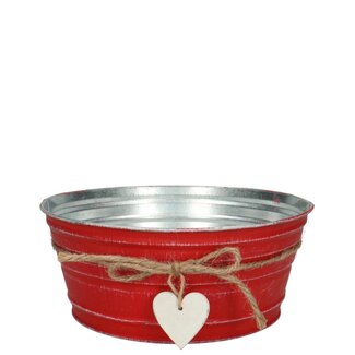 4A Zinc Flower Pot Planter “Love” | Colour: Red | Diameter 22 centimetres | Height 10 centimetres | Per 6 pots