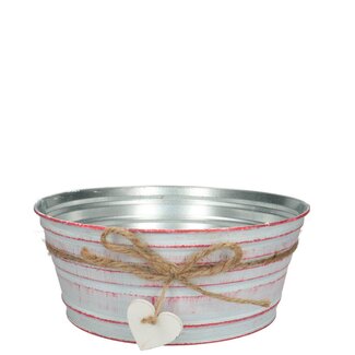 4A Zinken Bloembak Plantenbak “Love” | Kleur: Roze | Diameter 22 centimeter | Hoogte 10 centimeter | Per 6 bakken