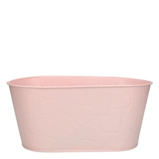 4A Zinc Flower Box Planter "Hearts" | Colour: Pink | Length 24 centimetres | Width 14 centimetres | Height 10.5 centimetres | Per 6 boxes