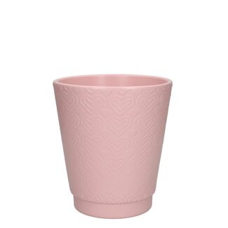4A Pot de fleurs en céramique “Hearts” | Couleur : Rose clair | Diamètre 13 centimètres | Hauteur 14,5 centimètres | Par 6 pots de fleurs