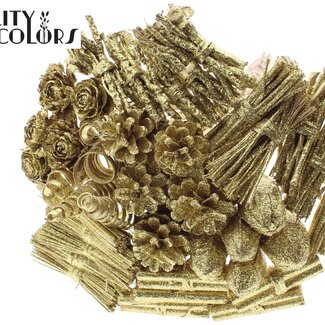 QC Bouquet Mix auf Stiel | Farbe: Goldfarben mit Glitzer | Länge des Steckers ± 50 Zentimeter | 40 Stecker pro Bund | Pro Bund