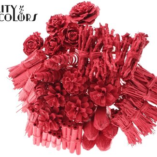 QC Strauß Mix auf Stiel | Farbe: Rot | Covered Red Einstecker | Länge Einstecker ± 50 Zentimeter | 40 Einstecker pro Bund | Pro 10 Bunde