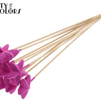 QC Étoile en polystyrène sur bâton | Couleur : Cerise | Étoile plate en polystyrène pour décoration | Longueur ± 50 centimètres | Par 50 décorations