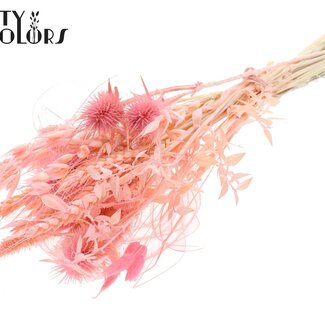 QC Rundes Trockenblumen-Bouquet „Blossom“ | Farbe: Rosa | Größe: Klein | Länge ± 50 Zentimeter | Pro 8 Bouquets