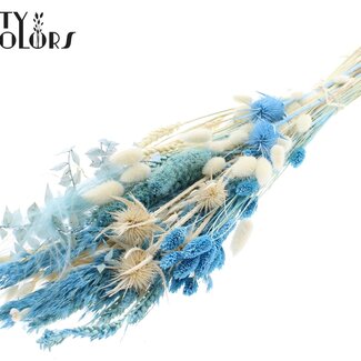 QC Flacher Strauß Trockenblumen „Ocean“ | Farbe: Hellblau | Größe: Groß | Länge ± 70 Zentimeter | Pro 5 Sträuße