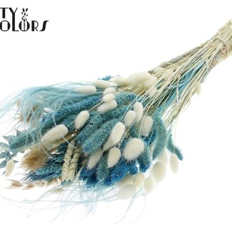 QC Rundes Trockenblumen-Bouquet “Ocean” | Farbe: Hellblau | Größe: Large | Länge ± 70 Zentimeter | Pro 5 Bouquets