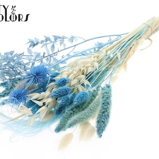 QC Round Bouquet Dried Flowers “Ocean” | Colour: Light Blue | Size: Medium | Length ± 60 centimetres | Per 5 bouquets