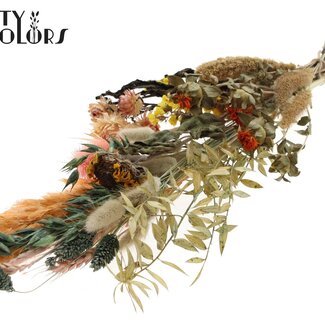 QC Bouquet Plat de Fleurs Séchées “Floral” | Couleur : Couleurs Naturelles Mélangées | Taille : Petit | Longueur ± 50 centimètres | Par 8 bouquets