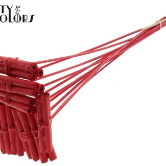 QC Bouquet décoratif de bâtonnets en jute sur tige | Couleur : Rouge | Bâtonnet de jute Posy Bijsteker | Longueur ± 50 centimètres | 10 bijstekers par bouquet