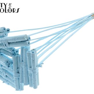 QC Decorative Jute Stick Posy on a Stick | Colour: Light Blue | Jute Stick Posy Insert | Length ± 50 centimetres | 10 inserts per bunch