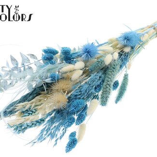 QC Plat Boeket Droogbloemen “Ocean” | Kleur: Lichtblauw | Grootte: Medium | Lengte ± 60 centimeter | Per 5 boeketten