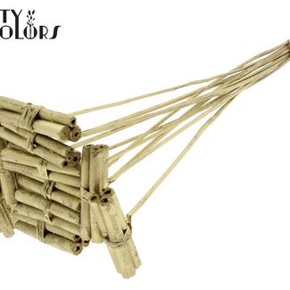 QC Dekorative Jute-Stäbchen-Sträußchen auf Stab | Farbe: Goldfarben | Jute-Stick-Posy-Stecker | Länge ± 50 Zentimeter | 10 Stecker pro Bund