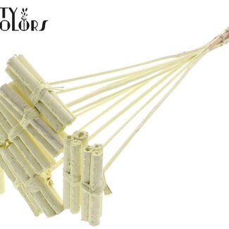 QC Decoratieve Jute Stokjes Boeketje op stok | Kleur: Crèmekleurig | Jute Stick Posy Bijsteker | Lengte ± 50 centimeter | 10 bijstekers per bos